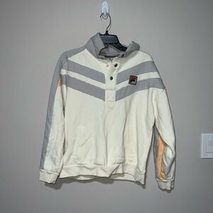 White grey and orange quart zip sweater Fila Medium